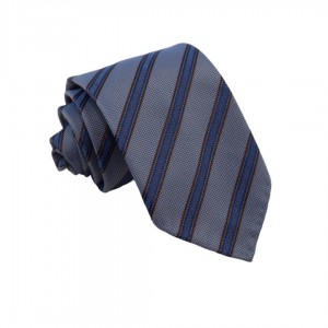 Μεταξωτή Γραβάτα Hand Rolled Edge Μπλε Ριγέ 7.5εκ.
