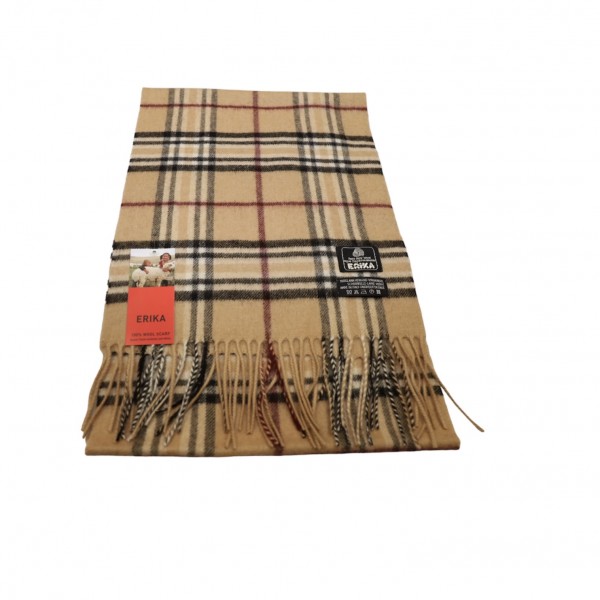 Κασκόλ από Μαλλί Μογγολίας Black/Red/Beige Tartan  Κασκόλ